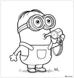 Minion Blowing Whistle Coloring Sheet