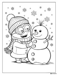 Minion Coloring Page Building Snowman