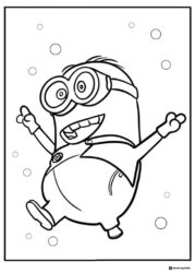 Minion Coloring Page Jumping with Circles
