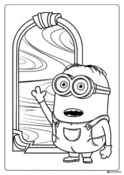 Minion Coloring Page Waving by Window