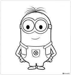 Minion Coloring Page standing with hands on hips