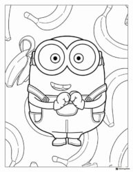Minion Coloring Page with Bananas Background