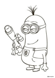 Minion Holding a Ray Gun Coloring Page