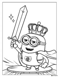 Minion King Coloring Page Holding a Sword
