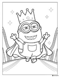 Minion King Coloring Page on Red Carpet