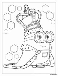 Minion King Coloring Page with Crown and Robe