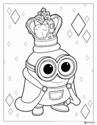 Minion King Coloring Page with Diamonds