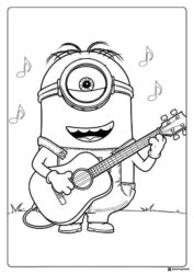 Minion Playing Guitar Coloring Page