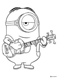 Minion Playing Ukulele Coloring Sheet