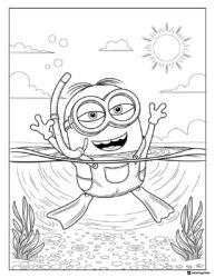 Minion Snorkeling in Water Coloring Page