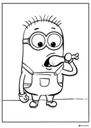 Minion eating a drumstick coloring sheet