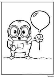 Minion holding a balloon coloring page