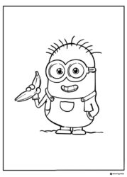 Minion holding a banana coloring page
