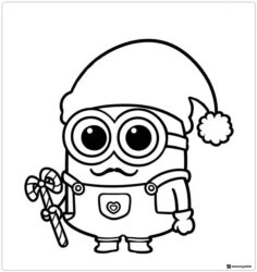 Minion in Santa Hat with Candy Cane