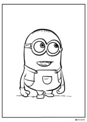 Minion looking up and smiling coloring sheet