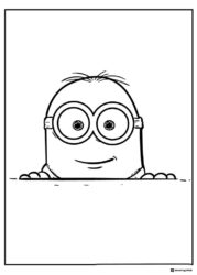 Minion peeking over a ledge coloring page