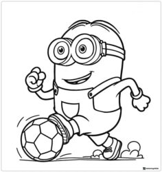 Minion playing soccer coloring sheet