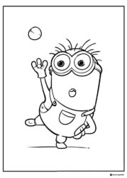 Minion playing with a ball coloring page