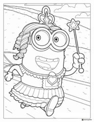 Minion princess with wand and crown coloring page
