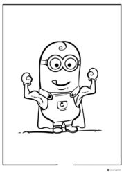 Minion superhero flexing muscles coloring page