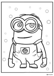 Minion with falling circles coloring page
