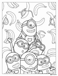 Minions and Bananas Coloring Page