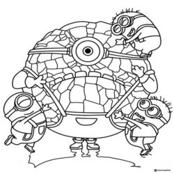 Minions and Stone Minion Coloring Page
