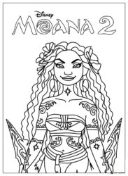 Moana 2 Coloring Page with Detailed Outfit