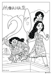 Moana 2 Coloring Page with Moana Maui and Baby Moana