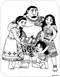 Moana 2 Family Group Coloring Page