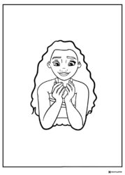 Moana Coloring Page Holding Hands Together