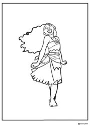 Moana Coloring Page Laughing with Head Back