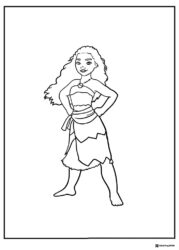 Moana Coloring Page Posing with Hands on Hips