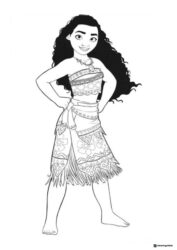 Moana Coloring Page in Full Character Pose