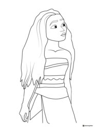 Moana Coloring Page looking up with a surprised expression
