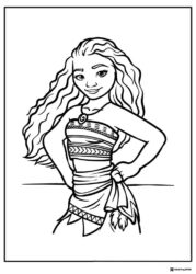 Moana Coloring Page waist up hands on hips