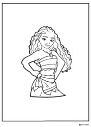 Moana Coloring Page with Hands on Hips 1
