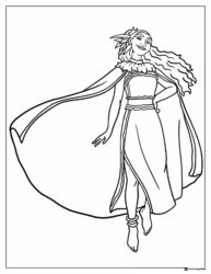 Moana Coloring Page with a flowing cape and confident pose