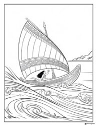 Moana Coloring Sheet Sailing a Large Canoe