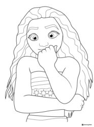 Moana Coloring Sheet thoughtful pose hand on chin
