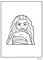 Moana Head Coloring Page with a Grin