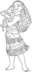 Moana Holding Pua Coloring Page