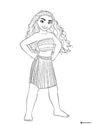 Moana Princess Coloring Page with Hands on Hips