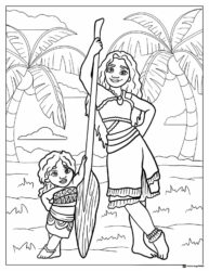 Moana and Baby Moana with Paddle and Palms