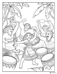 Moana and Family Dancing with Drums