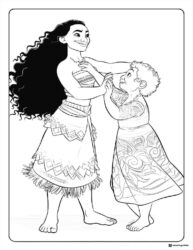 Moana and Gramma Tala Dancing Coloring Page