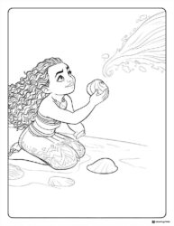 Moana with Ocean Spirit Coloring Page