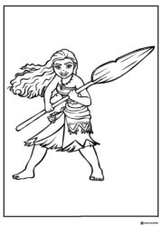 Moana with a Paddle Coloring Page