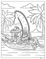 Moanas Boat Coloring Page with her standing on the deck