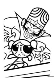 Mojo Jojo and Powerpuff Girl Coloring Page
